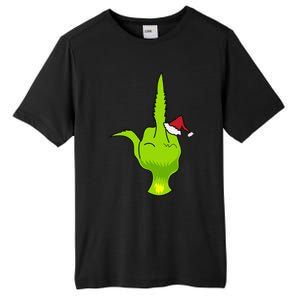 Funny Green Hand Middle Finger Xmas Santa Tall Fusion ChromaSoft Performance T-Shirt