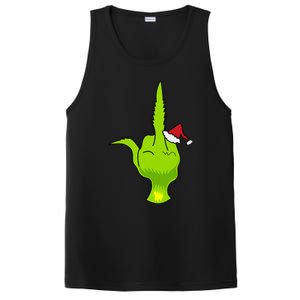 Funny Green Hand Middle Finger Xmas Santa PosiCharge Competitor Tank