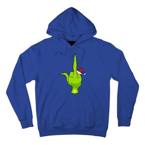 Funny Green Hand Middle Finger Xmas Santa Hoodie