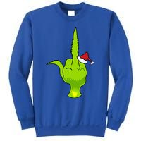 Funny Green Hand Middle Finger Xmas Santa Sweatshirt