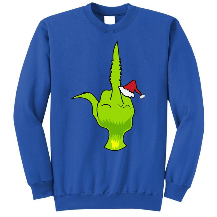 Funny Green Hand Middle Finger Xmas Santa Sweatshirt