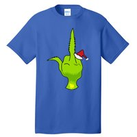 Funny Green Hand Middle Finger Xmas Santa Tall T-Shirt