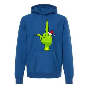 Funny Green Hand Middle Finger Xmas Santa Premium Hoodie