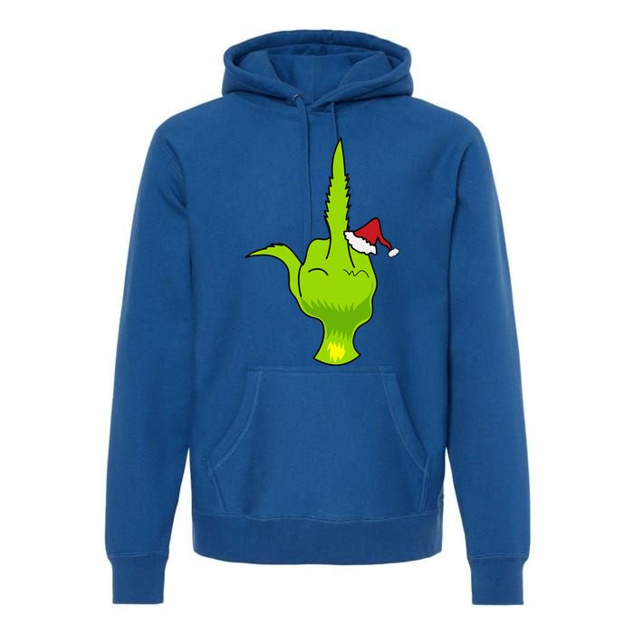 Funny Green Hand Middle Finger Xmas Santa Premium Hoodie