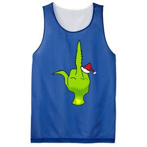 Funny Green Hand Middle Finger Xmas Santa Mesh Reversible Basketball Jersey Tank