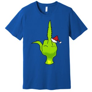 Funny Green Hand Middle Finger Xmas Santa Premium T-Shirt