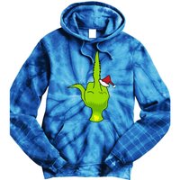 Funny Green Hand Middle Finger Xmas Santa Tie Dye Hoodie