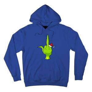 Funny Green Hand Middle Finger Xmas Santa Tall Hoodie