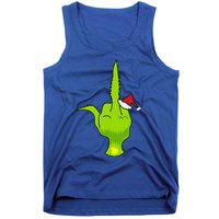 Funny Green Hand Middle Finger Xmas Santa Tank Top