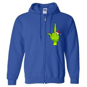 Funny Green Hand Middle Finger Xmas Santa Full Zip Hoodie