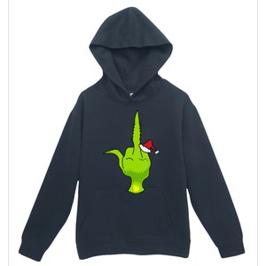 Funny Green Hand Middle Finger Xmas Santa Urban Pullover Hoodie