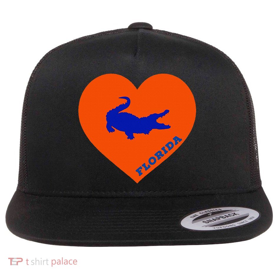 Florida Gator Heart Pillow Bag Flat Bill Trucker Hat