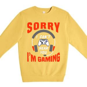 Funny Gamer Headset I Can't Hear You I'm Gaming Premium Crewneck Sweatshirt