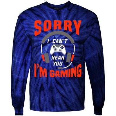 Funny Gamer Headset I Can't Hear You I'm Gaming Tie-Dye Long Sleeve Shirt