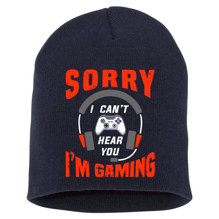 Funny Gamer Headset I Can't Hear You I'm Gaming Short Acrylic Beanie