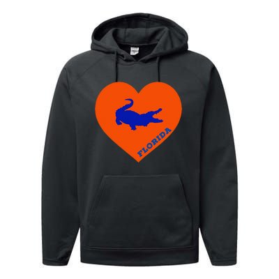 Florida Gator Heart Pillow Bag Performance Fleece Hoodie