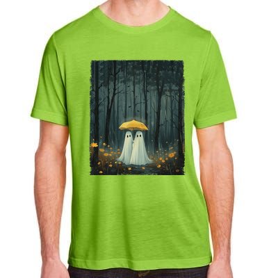 Floral Ghost Holds Umbrella Couple Spooky Season Adult ChromaSoft Performance T-Shirt