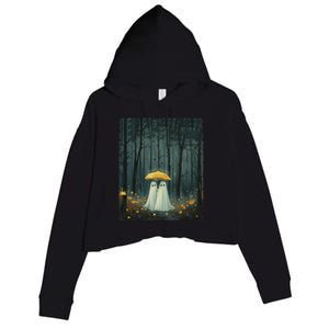 Floral Ghost Holds Umbrella Couple Spooky Season Crop Fleece Hoodie