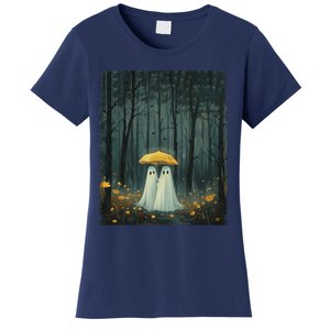 Floral Ghost Holds Umbrella Couple Spooky Season Women's T-Shirt