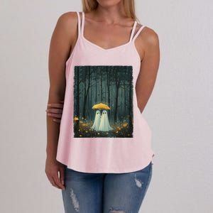 Floral Ghost Holds Umbrella Couple Spooky Season Women's Strappy Tank