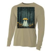 Floral Ghost Holds Umbrella Couple Spooky Season Cooling Performance Long Sleeve Crew