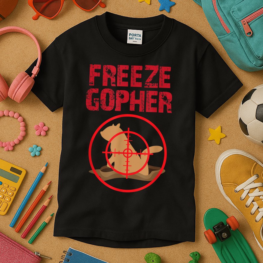 Freeze Gopher Hunting Funny Gopher Hunter Kids T-Shirt