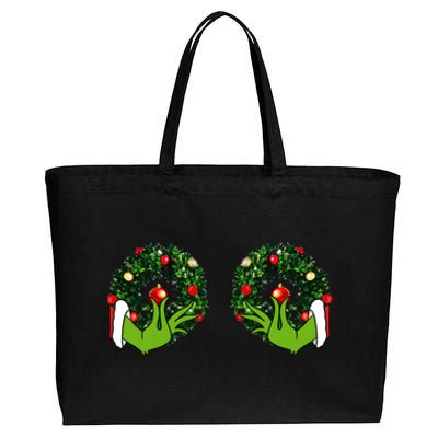 Funny Grinchmas Hands Christmas Adult Boobs Funny Sex Joke Cotton Canvas Jumbo Tote