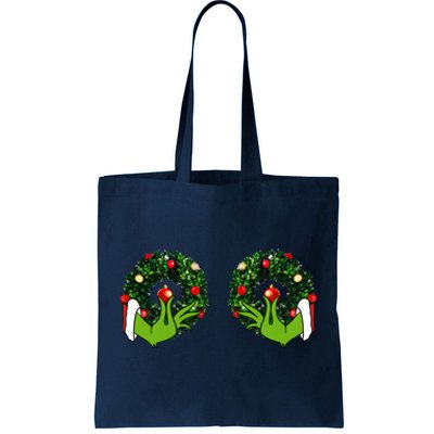 Funny Grinchmas Hands Christmas Adult Boobs Funny Sex Joke Tote Bag