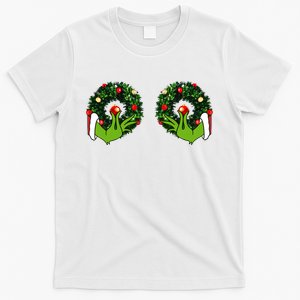 Funny Grinchmas Hands Christmas Adult Boobs Funny Sex Joke T-Shirt