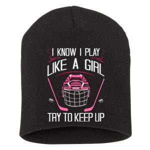 Funny Girl Hockey Designs For Wo Field Hockey Novelty Short Acrylic Beanie