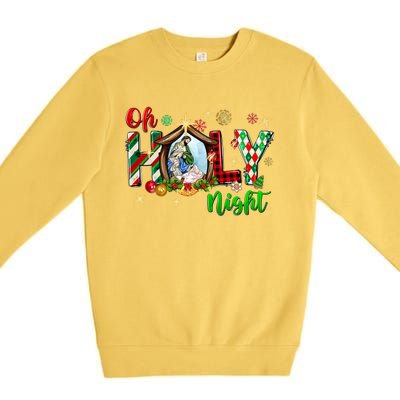 Funny Gifts Holy Night Religious Christmas Nativity Scene Premium Crewneck Sweatshirt