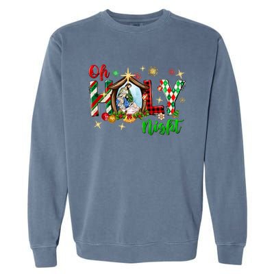 Funny Gifts Holy Night Religious Christmas Nativity Scene Garment-Dyed Sweatshirt