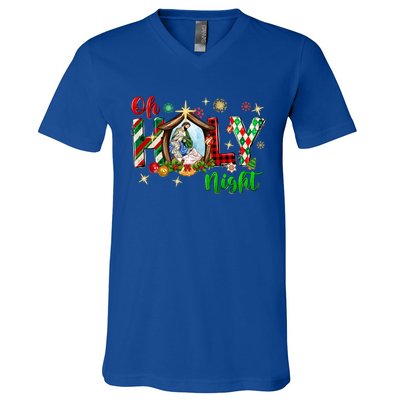 Funny Gifts Holy Night Religious Christmas Nativity Scene V-Neck T-Shirt