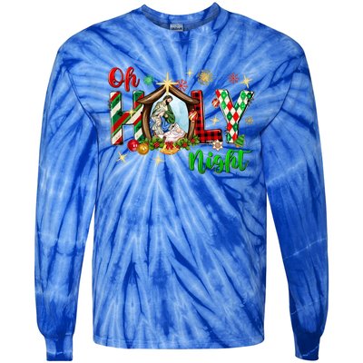 Funny Gifts Holy Night Religious Christmas Nativity Scene Tie-Dye Long Sleeve Shirt