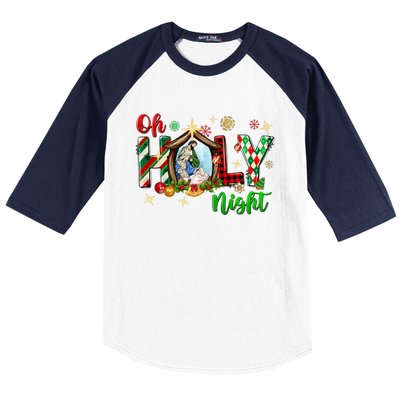 Funny Gifts Holy Night Religious Christmas Nativity Scene Baseball Sleeve Shirt