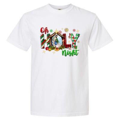 Funny Gifts Holy Night Religious Christmas Nativity Scene Garment-Dyed Heavyweight T-Shirt