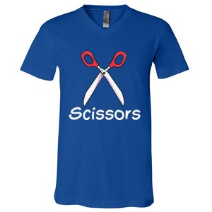 Funny Group Halloween Outfit Rock Paper Scissors Costume Gift V-Neck T-Shirt