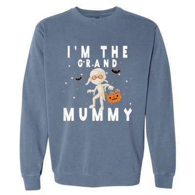 Funny Grandma Halloween Cute Gift IM The Grand Mummy Gift Garment-Dyed Sweatshirt