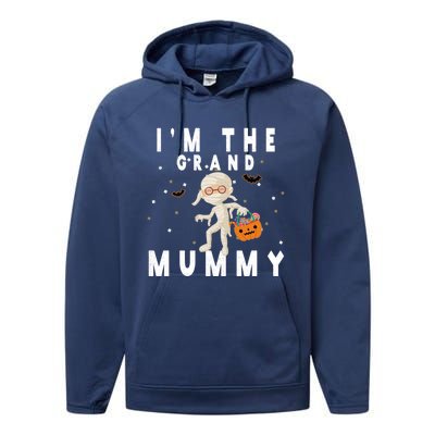 Funny Grandma Halloween Cute Gift IM The Grand Mummy Gift Performance Fleece Hoodie