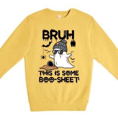 Funny Ghost Halloween Humor Bruh This Is Some Boo Sheet Meaningful Gift Premium Crewneck Sweatshirt