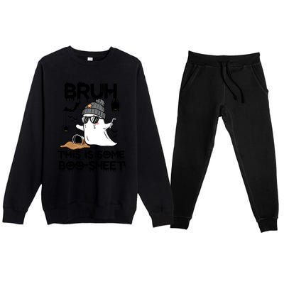 Funny Ghost Halloween Humor Bruh This Is Some Boo Sheet Meaningful Gift Premium Crewneck Sweatsuit Set