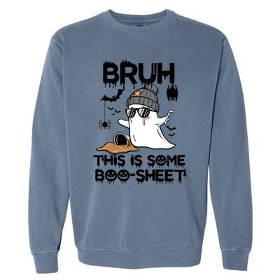 Funny Ghost Halloween Humor Bruh This Is Some Boo Sheet Meaningful Gift Garment-Dyed Sweatshirt