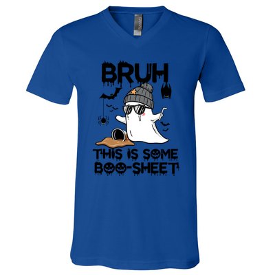 Funny Ghost Halloween Humor Bruh This Is Some Boo Sheet Meaningful Gift V-Neck T-Shirt