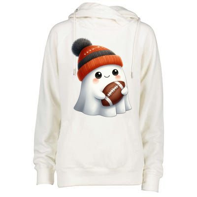 Football Ghost Halloween Party Costume Gift Womens Funnel Neck Pullover Hood