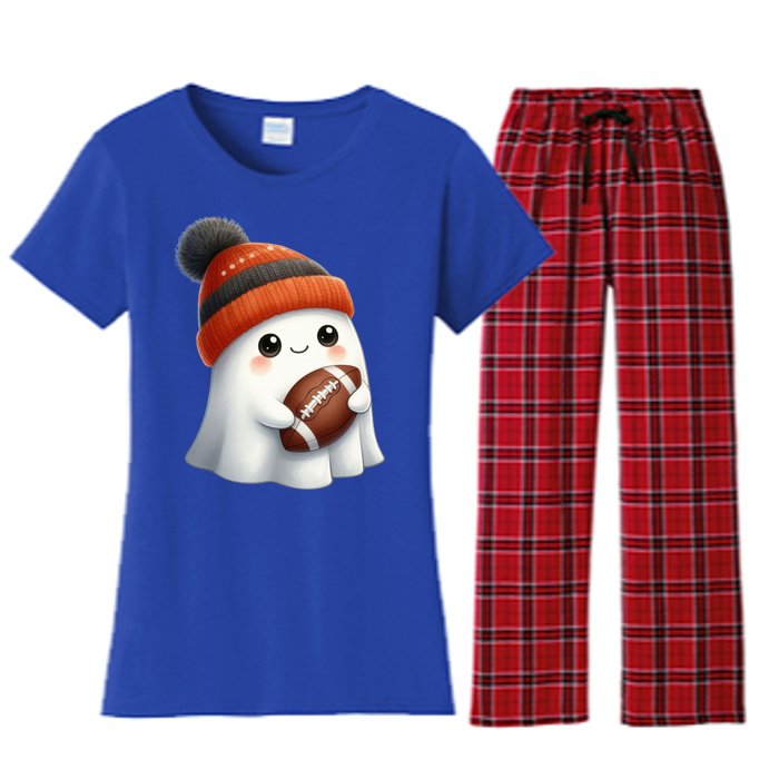 Football Ghost Halloween Party Costume Gift Women's Flannel Pajama Set