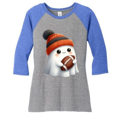 Football Ghost Halloween Party Costume Gift Women's Tri-Blend 3/4-Sleeve Raglan Shirt