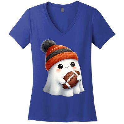 Football Ghost Halloween Party Costume Gift Women's V-Neck T-Shirt