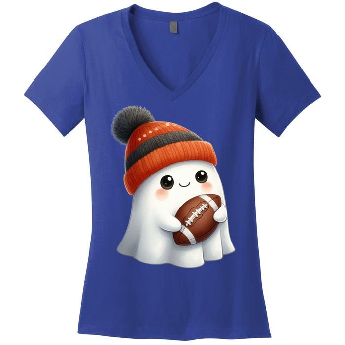 Football Ghost Halloween Party Costume Gift Women's V-Neck T-Shirt