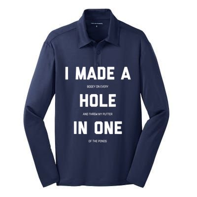 Funny Golf Hole In One Golf Gag Gifts Silk Touch Performance Long Sleeve Polo