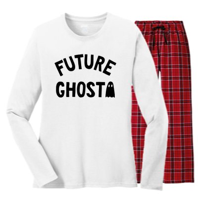 Future Ghost Halloween Cute Ghoul Women's Long Sleeve Flannel Pajama Set 